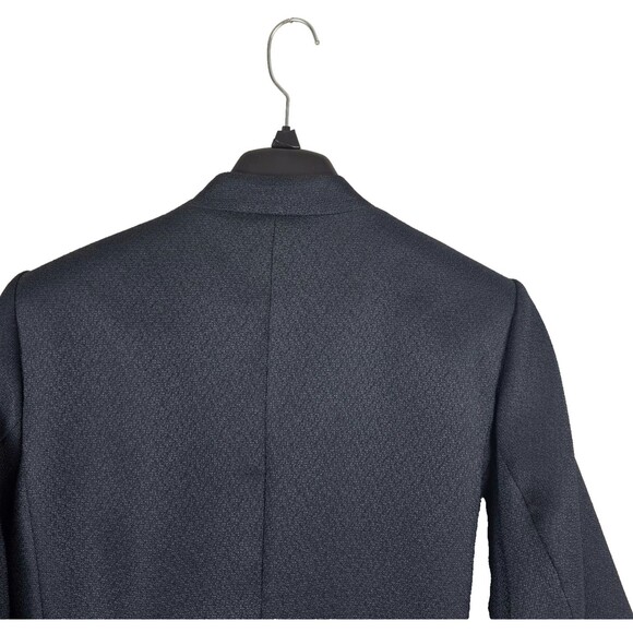 Calvin Klein Textured Open Front Jacket Women Size 18 Button Blazer Navy Blue - Picture 4 of 9